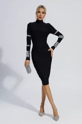 Charming Black Diamond Bandage Dress