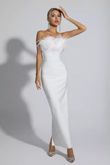 Aeira Feather Maxi Bandage Dress