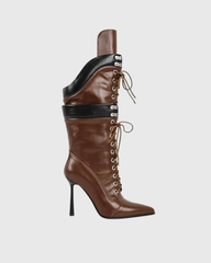 Natale Double Deck Knee High Boots In Brown