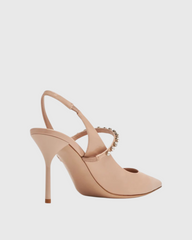 Nerina Rhinestone Strap Patent Leather Pumps In Natural