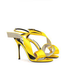 Crocifissa Spiral Rhinestone Bow Strap Sandals In Green