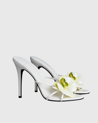 Oria Flower Mules In White