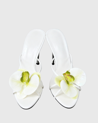 Oria Flower Mules In White