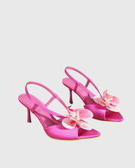 Oria Flower Slingback Sandals In Hot Pink