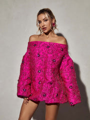 Alyia Long Sleeve Jacquard Comfy Designer Dress