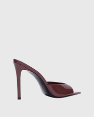 Rylee Patent Leather Open Toe Mules In Wine