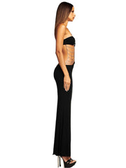 Aeika Halter Neck Wrap Chest Cutout Dress