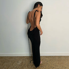 Cassey Sexy Hollow Halter Sling Dress