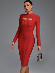 Cut-Out Long Sleeves Party Bandage Clubwear Midi Dress