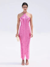 CELEB FUR IRREGULAR MAXI DRESS-PINK