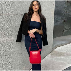 Strapless Jean Slit Midi Dress