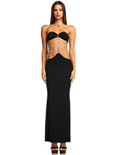 Aeika Halter Neck Wrap Chest Cutout Dress
