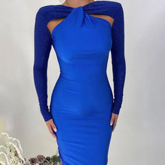 Tight Long Sleeve Stitching Dress