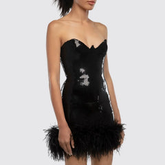 Seliha Strapless Sequin Party Dress