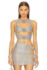Chic Elegant Flowers Rhinestone Dress