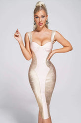 Alyia Elegant Bandage Dress-Gold