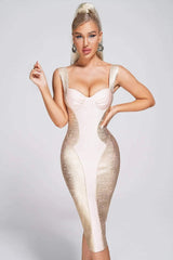 Alyia Elegant Bandage Dress-Gold