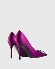 Sadah Rhinestone Buckle Pumps In Purple
