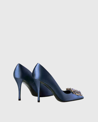 Sadah Rhinestone Buckle Pumps In Royal Blue