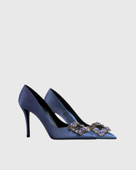 Sadah Rhinestone Buckle Pumps In Royal Blue