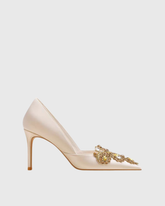 Sadb Diamond Embroidery Satin Pumps In Ivory