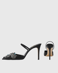 Sadb Rhinestone Satin Mules In Black