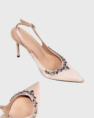 Sai Diamond Vine Slingback Pumps In Champagne