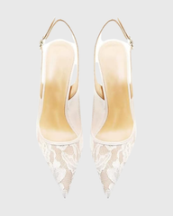 Saidi Lace Slingback Pumps In White