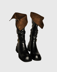 Santa Buckle Ruch Knee High Boots