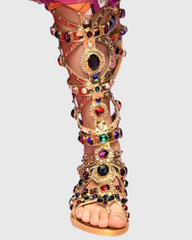 Sardinia Rhinestone Knee High Gladiator Sandals