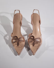 Sarni Snake Rhinestone Slingback Pumps in Champagne