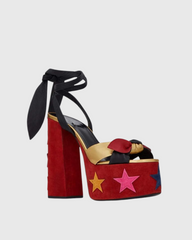 Satu Star Knot Lace Up Platform Sandals In Red