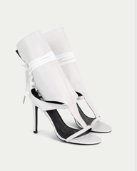 Sesen Lace Up Cutout Thong Sandals In White