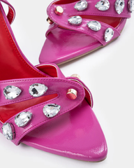 Sevyn Rhinestone Strap Sandals In Hot Pink