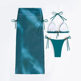 Pleate Long Skirt 3 Piece Bikini Set