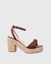 Shara Knot Strap Woven Platform Sandals In Brown