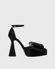 Siena Rhinestone Bow Slingback Platform Pumps In Black