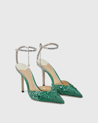 Silva Rhinestone Embellished Pumps In Dark Green