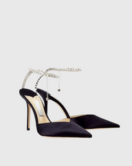 Silva Rhinestone Strap Satin Pumps In Black