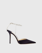 Silva Rhinestone Strap Satin Pumps In Black