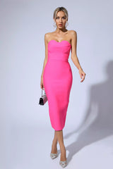 Alyia Strapless Bandage Midi Dress