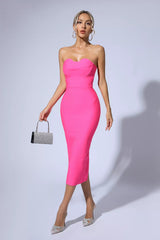 Alyia Strapless Bandage Midi Dress