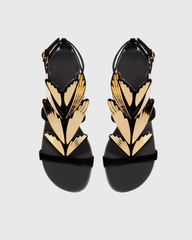 Tatiana Mirrored Wing Flats In Black