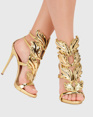 Tatiana Mirrored Wing Sandals In Gold