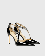 Teagan Rhinestone Halter Neck Strap Pumps In Black