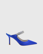 Terza Rhinestone Strap Mules In Royal Blue
