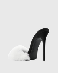 Vallea Faux Fur Slippers In Black & White