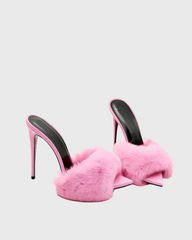 Vallea Faux Fur Slippers In Pink