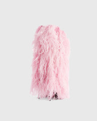 Vinceta Feather Knee High Boots In Pink