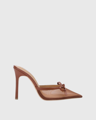 Vita Bow Mesh Mules In Caramel